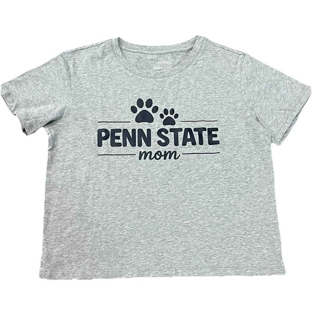 New Penn State Mom T-Shirt Gray Womens Short Sleeve Paw Print Size Medium